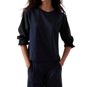 Athleta Harlow Hybrid Top Black-on Black Size Medium